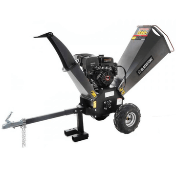 Broyeur de branches Blackstone BC 1500 LE, équipé d’un moteur Loncin de 12.24 CV, conçu pour le broyage efficace de végétaux de diamètre moyen
