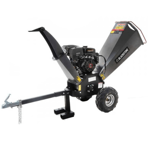 Broyeur de branches Blackstone BC 1500 LE, équipé d’un moteur Loncin de 12.24 CV, conçu pour le broyage efficace de végétaux de diamètre moyen