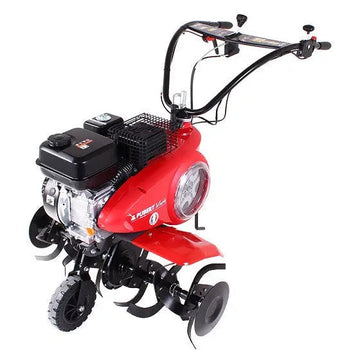 Motobineuse PUBERT VARIO 55 P C3 : moteur thermique Pubert R210BH, 6 fraises, 85 cm de largeur de travail, guidon réglable, disques protège-plants. Idéale pour le jardin et les grandes surfaces.