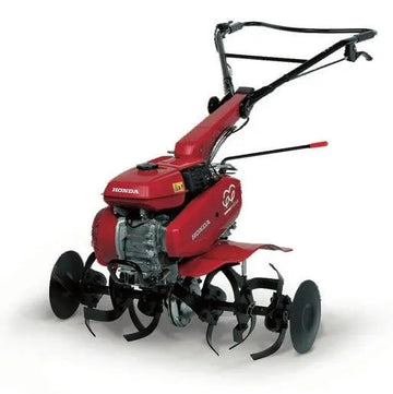Motoculteur HONDA F 506 (Nu) : moteur GX 160, transmission 3 vitesses avant / 1 arrière, guidon déportable. Compatible avec outils de binage, labour, sarclage et scarificateur.