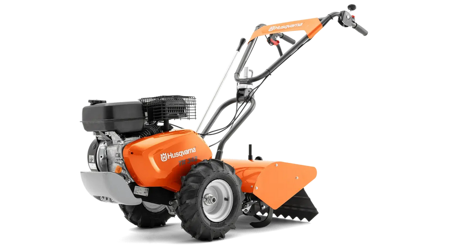 Motoculteur HUSQVARNA TR 348 : moteur Briggs CR950 208 cm³, 48 cm de largeur, fraises hélicoïdales, guidon réglable. Idéal pour jardiner et entretenir son potager efficacement.