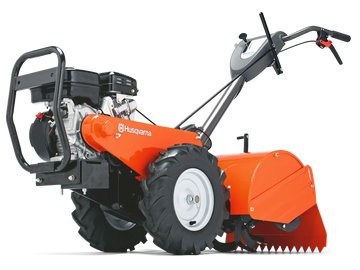 Motoculteur HUSQVARNA TR 430 DUAL K : fraises arrière contrerotatives, moteur Kohler 196 cm³, largeur 43 cm, profondeur jusqu’à 16 cm. Idéal pour le labour des sols compacts et durs.
