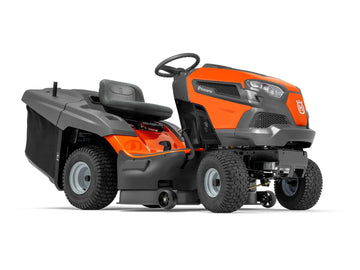 Tondeuse autoportée HUSQVARNA TC 238 T, moteur bicylindre 764 cm³, largeur 97 cm, transmission hydrostatique, bac 320 L, système Air Induction.
