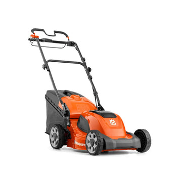 Tondeuse HUSQVARNA LB 146i sur batterie 36V – Largeur 46 cm, mulching, légère, silencieuse, avec BLI20 + QC80. Autonomie jusqu’à 1h. Maniable et sans fil.