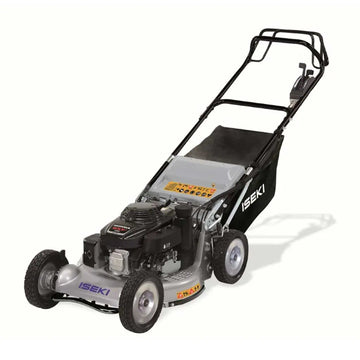 Tondeuse ISEKI SW 8210 BAE4 thermique pro avec moteur Honda GXV 160, coupe 53 cm, bac 75 L, embrayage de lame, 2 vitesses et cardan. Pour pelouses jusqu’à 2500 m².