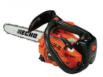 Tronçonneuse ECHO CS 280 T 27 cm³, coupe 25 cm, chaîne Carlton, moteur thermique 2 temps, poids 3 kg, anti-vibration, graissage automatique, livrée avec guide et chaînes d'origine.