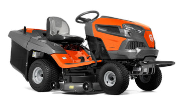 Tondeuse autoportée HUSQVARNA TC 242 TX, moteur Kawasaki bicylindre 726 cm³, 108 cm de coupe, bac 320 L, embrayage électromagnétique, fonction mulching